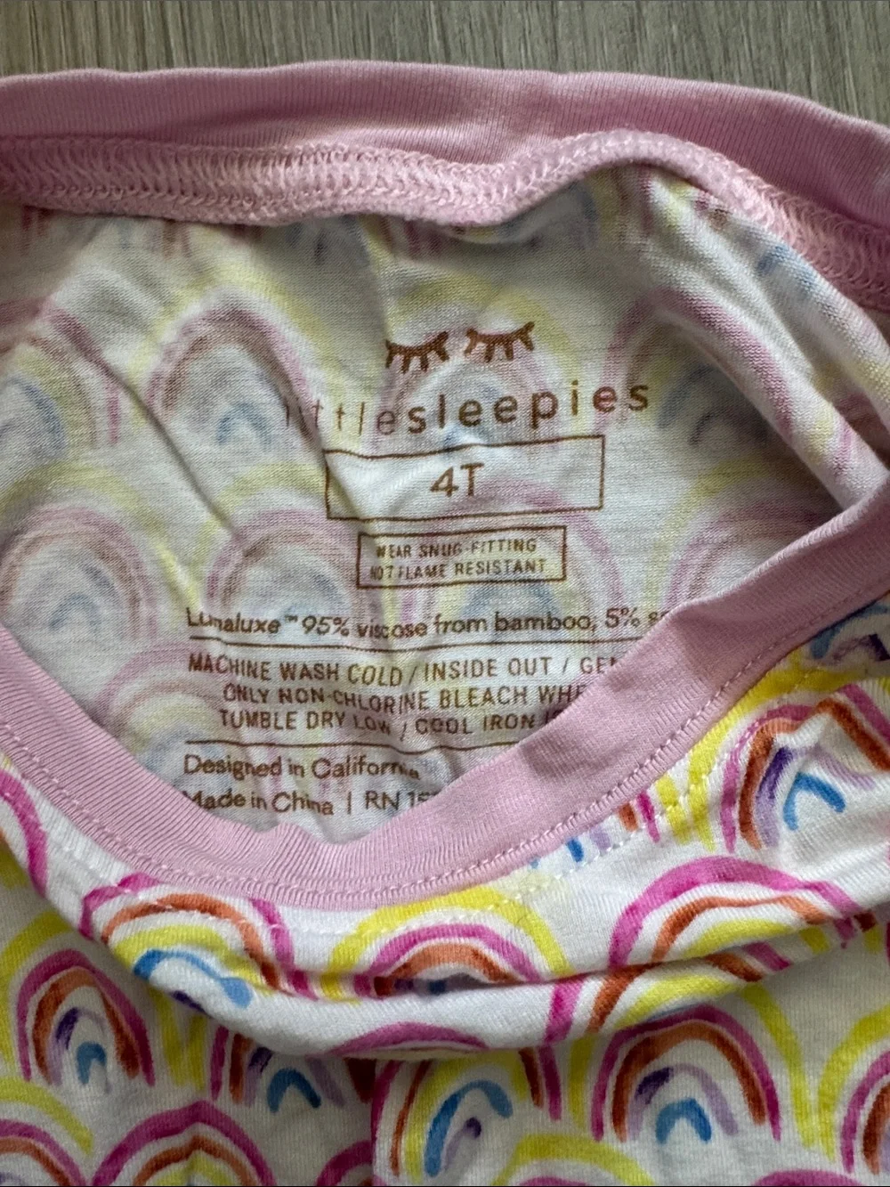 Little Sleepies- 4T Girls' Rainbow Print Pink Long-Sleeve Pajama Set.